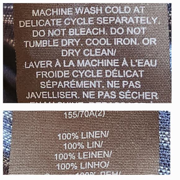 Tory Burch 100% Linen Pants Elastic Waist Striped front solid black back sz 2 - Picture 11 of 11